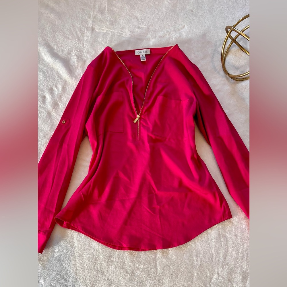 EUC Calvin Klein hot pink blouse